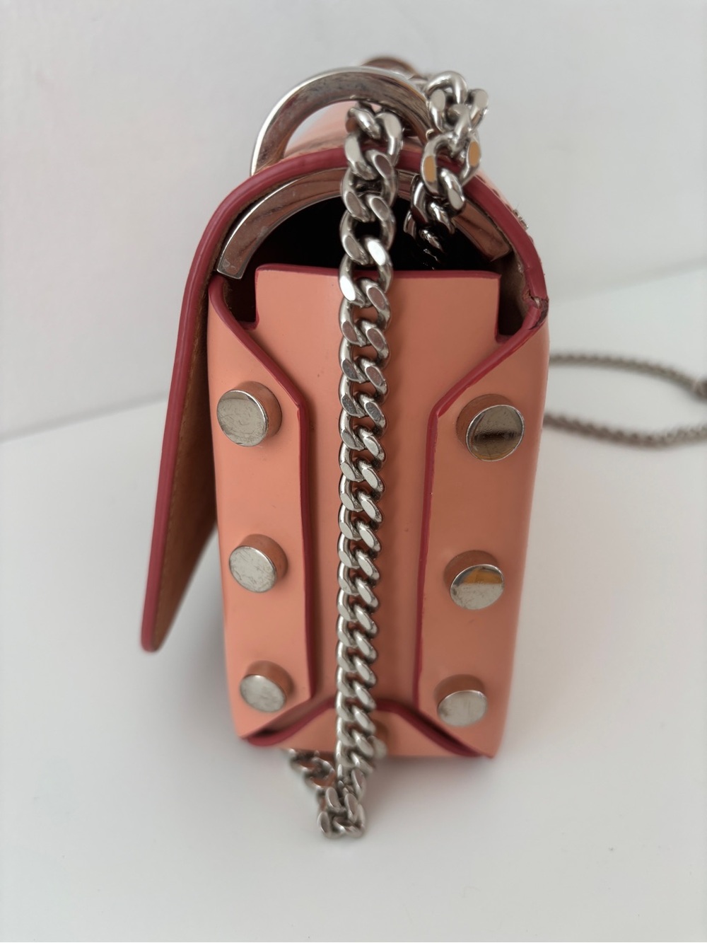 Jimmy Choo Peach Leather Crossbody with Silver Chain - Picture 11 of 12